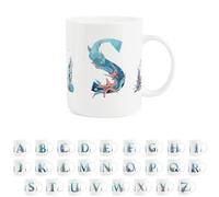 Under The Sea Letter S Mug - Seaside Ocean Aquatic Gift - Tea/Coffee Bone China Cup Alphabet Present