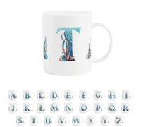 Under The Sea Letter T Mug - Seaside Ocean Aquatic Gift - Tea/Coffee Bone China Cup Alphabet Present