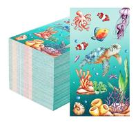 Under the Sea Napkins, 100 PCS Under the Sea Party Decorations, Ocean Animal Paper Napkins Disposable, Turtle Octopus Coral Decorative Guest Hand Towels for Bathroom for Summer Coastal Wedding Party