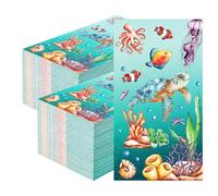 Under the Sea Napkins, 200 PCS Under the Sea Party Decorations, Ocean Animal Paper Napkins Disposable, Turtle Octopus Coral Decorative Guest Hand Towels for Bathroom for Summer Coastal Wedding Party