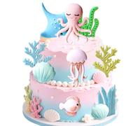Under the Sea Ocean Birthday Cake Decorations Sea Ocean Party Favor Supplies for Sea Ocean Theme Baby Shower Birthday Party