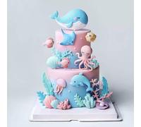 Under the Sea Ocean Birthday Cake Decorations Sea Ocean Party Favor Supplies for Sea Ocean Theme Baby Shower Birthday Party