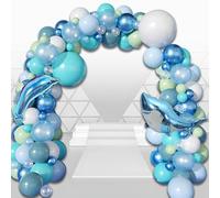 Under the Sea Party Balloons Decorations, 103 PCS Balloon Garland Arch Kit Blue, Girls Boys Ocean Under the Sea Shark Theme Birthday Party Baby Shower Decor Supplies,Different Sizes Balloons