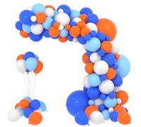 Under the Sea Party Balloons Garland Decorations - 132 Pieces Finding Nemos Theme Dark Blue Light Blue Orange Balloons for Underwater Ocean Animals Theme Birthday Boy Baby Shower Party Accessories