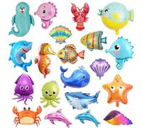 Under The Sea Party Decorations - 21pcs Ocean Animal Balloons Party Decoration Set Shark Dolphin Seahorse Starfish Octopus Crab Fish Foil Balloons for Ocean Theme Baby Shower Birthday Party Supplies
