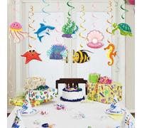 Under The Sea Party Decorations 36PCS Kids Party Sea Hanging Swirls Sea Themed Party Decor Room Ceiling Fish Hanging Swirls Streamers Marine Animals Party Kids Birthday Baby Shower Party Decor