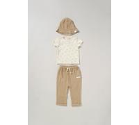 Under the Sea Print 3-Piece T-shirt, Trousers and Reversible Bucket Hat Outfit Set Homegrown Beige 0-3 m