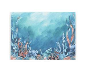 Under The Sea Rectangular Glass Worktop Protector - Deep Sea Coastal Seashells & Coral Seaside Gifts - Smooth Kitchen Chopping/Cutting Board Worktop Saver with Non-Slip Feet 39cm x 28.5cm (15" x 11")