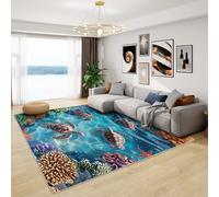 Under the Sea Rug Children - Underwater Sea Animal Rug, Sea Turtle Rugs for Living Room Bedroom, Washable Non Slip Soft Small Carpet, Patterned Area Rugs & Home Decor 40x60 cm