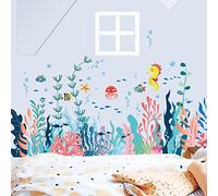 Under the Sea Wall Sticker, 3 Sheets Wall Stickers, Seagrass Peel and Stick Wall Sticker, PVC Wall Sticker, Fish Coral Octopus Border, Wall Sticker, Children's Room, Baby Room, Bathroom Wall