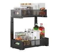 Under The Sink Organizer - Tier Adjustable Storage Shelf, Sliding Basket Rack | Multi-Purpose Organization Unit for Kitchen, Bathroom Cabinet, Cleaner Bottle Holder, Laundry Detergent Tray