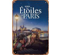 Under the Stars of Paris Film Movie Poster Retro Metal Tin Sign Wall Home Wall Art Metal Tin Sign,cave,bar,Club, Metal Tin Sign 8x12 Inches
