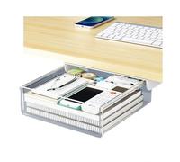 Under The Table Drawer Hidden Storage Box, Self-Adhesive Pop-Up Desktop Organizer Tray,White2,18.5cm(White4 24.5cm)