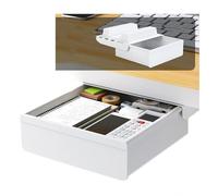 Under The Table Drawer Hidden Storage Box, Self-Adhesive Pop-Up Desktop Organizer Tray,White2,18.5cm(White2 24.5cm)