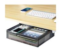 Under The Table Drawer Hidden Storage Box, Self-Adhesive Pop-Up Desktop Organizer Tray,White2,18.5cm(Black1 33.5cm)