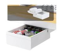 Under The Table Drawer Hidden Storage Box, Self-Adhesive Pop-Up Desktop Organizer Tray,White2,18.5cm(White2 18.5cm)