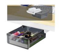 Under The Table Drawer Hidden Storage Box, Self-Adhesive Pop-Up Desktop Organizer Tray,White2,18.5cm(Black3 18.5cm)