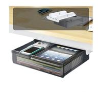 Under The Table Drawer Hidden Storage Box, Self-Adhesive Pop-Up Desktop Organizer Tray,White2,18.5cm(Black3 33.5cm)