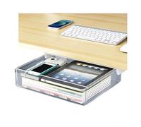 Under The Table Drawer Hidden Storage Box, Self-Adhesive Pop-Up Desktop Organizer Tray,White2,18.5cm(White4 33.5cm)