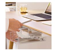 Under The Table Hidden Drawer Storage Box, Office Desk Pop-Up Stationery Tray, small,size(Small)