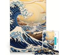 Under The Wave Kanagawa Jigsaw 1000 Piece Mind Skill Play Stable Fit No Shifting Parts Enjoyable Pastime for Long Weekends (38x26cm)