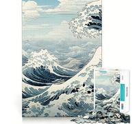 Under The Wave Kanagawa Jigsaw Puzzles 1000 Mental Focus Game No Gap Tight Fitting Design Interactive Brain Challenge for Home (38x26cm)