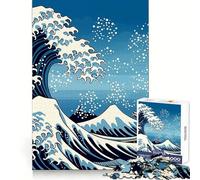 Under The Wave Kanagawa Jigsaw Puzzles for Adults1000 Piece Mind Training Cozy Downtime Laser Cut Joyful Xmas (50x75cm)
