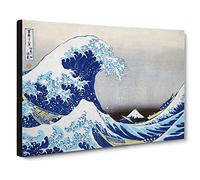 Under The Wave Off Kanagawa By Katsushika Hokusai Asian Japanese Canvas Wall Art Print Ready to Hang, Framed Picture for Living Room Bedroom Home Office Décor, 30x20 Inch (76x50 cm)