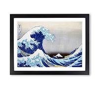 Under The Wave Off Kanagawa By Katsushika Hokusai Asian Japanese Framed Wall Art Print, Ready to Hang Picture for Living Room Bedroom Home Office Décor, Black A4 (34 x 25 cm)