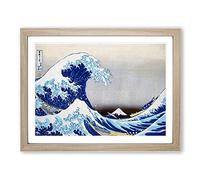 Under The Wave Off Kanagawa By Katsushika Hokusai Asian Japanese Framed Wall Art Print, Ready to Hang Picture for Living Room Bedroom Home Office Décor, Oak A2 (64 x 46 cm)