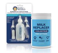 Under the Weather Kitten Milk Replacer Powder + Nursing Bottle Kit | Milk Replacement Formula with Colostrum, Feeding Bottle, 5 Nipple Sizes & Cleaning Brush | Complete Newborn Kitten Feeding Set