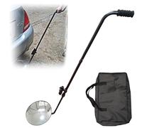 Under Vehicle Inspection Mirror and Telescoping Handle, 12 Inch Diameter Security Mirror with 360° Adjustable Angle, Foldable Under Car Inspection Mirror for Check