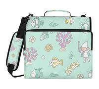 Under Water Coral Fish 1.5 Inch 3 Ringing Zipper Binder Organizer with Shoulder Strap Includes Zip Pocket Zippered Portfolio for School and Office Bolsa de almacenamiento de archivos