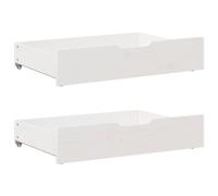 Underbed Drawers 2pc Solid Pinewood White 80x55x16cm Wheels Storage Roller Set [EEK: D]
