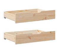 Underbed Drawers 2pcs Solid Pine Natural 85x55x17cm Wheels Rustic Storage Pair 2