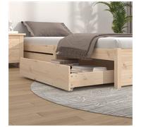 Underbed Drawers Natural Pine 95x93x18cm Set of 2 Solid Pine Storage on runners