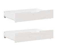 Underbed Drawers White Solid Pinewood 95x55x17cm 2pcs Wheels Storage Bedroom UK