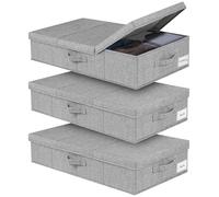 Underbed Storage, 3 Pack Large Under Bed Storage Box with Lids, Foldable Under Bed Clothes Storage Box W/ Handle, Under Bed Storage Organiser Drawer Containers for Clothes Blankets Shoes Pillows