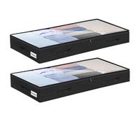 Underbed Storage Bags 2 Pack, 10cm Tall Large Under Bed Storage Box with zip, Foldable Shallow Wardrobe Storage Organiser with Clear Window & Reinforced Handle for Clothes, Blankets, Shoes, Bedding