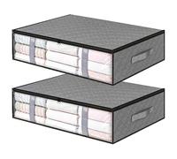 Underbed Storage Bags, 2 Pack Foldable Large Underbed Storage Organiser Containers, 40 L Window Fabric Clothes Storage Boxs with Zips and Reinforced Handle for Blanket, Comforter, Bedding, Quilts