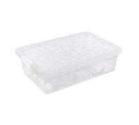 Underbed Storage Box Low Container With Secure Lid Clips 26L Plastic Organizer for Bedding Toys Shoes (Clear)