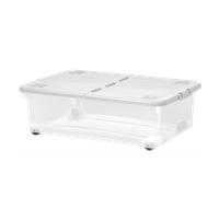 Wham Cool Grey Plastic Storage Box U/Bed 32 Liter with Wheels