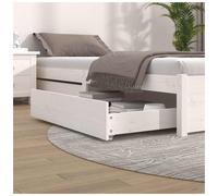Underbed Storage Drawers 2pcs Solid Pine White Low Profile 95x93x18cmSmoothGlide