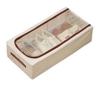 Underbed Storage for Shoes, Shoe Shelf for Under the Bed, Underbed Storage Box, Shoe Storage Bag, Large Capacity Shoe Storage with Transparent Window (Beige)