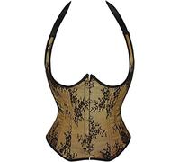 Underbust Corset with Straps Pirate Corsets Top Plus Size Lace up Jacquard Floral Waist Cincher Vest Yellow M