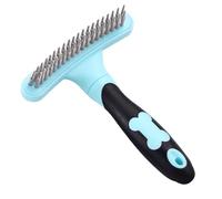 Undercoat Detangling Rake - Double Row Brush, Comb, Extra Wide Rake with Non-Slip Handle, Removes Tangles and Reduces Hair Loss in Dogs and Cats with Thick or Long