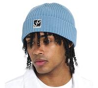 UNDERCONTROL 4 Seasons Trawler Cotton Blend Fisherman Beanie Unisex Stylish Plain Knit Skull Hat Rolled Cuff Watch Cap Korea (Box Logo Sky Blue)