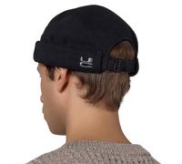 UNDERCONTROL Brimless Fisherman Trawler Beanie Washed Cotton Men Women Stylish Docker Hat Adjustable Low Profile No Visor Miki Biker Watch Cap Korea (Black)