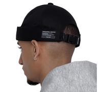 UNDERCONTROL Brimless Sailor Fisherman Leon Hat Rolled Cuff Harbour No Visor Miki Skull Docker Beanie Trawler Tactical Ring Cap for Men & Women (Black)