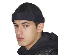 UNDERCONTROL Brimless Sailor Fisherman Leon Nylon Supplex UPF 40 Summer Mesh Hat Rolled Cuff No Visor Harbor Docker Tactical Buckle Beanie Skull Cap (Black)